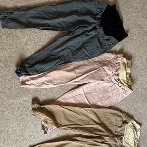 Maternity Casual Pants Set - Gray, Pink, Tan